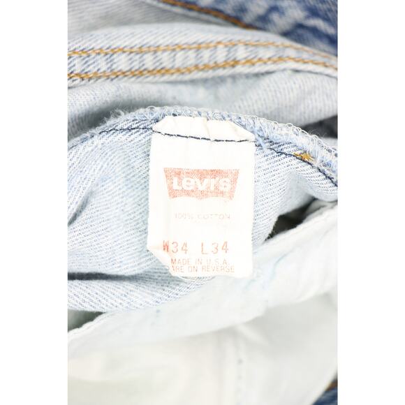 80s Vintage Levi's 501 Distressed Light Wash High Waisted Boho Denim Jeans 31 - Picture 5 of 13